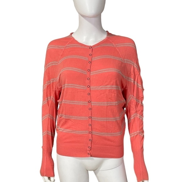 FREE PEOPLE Pink Button Down Striped Batwing Top - Picture 1 of 5